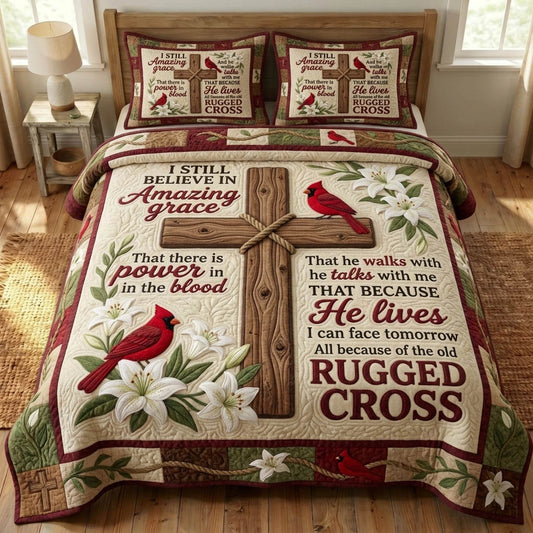 Cardinal Christian 3-Piece Quilted Bedding Set GFTONMU1524