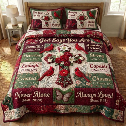 Cardinal Christian 3-Piece Quilted Bedding Set GFTONMU1525