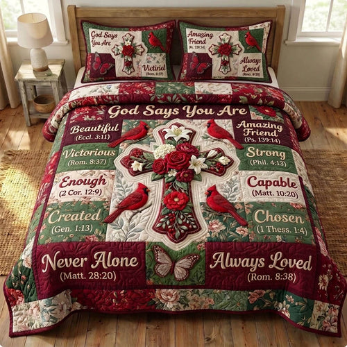 Cardinal Christian 3-Piece Quilted Bedding Set GFTONMU1525