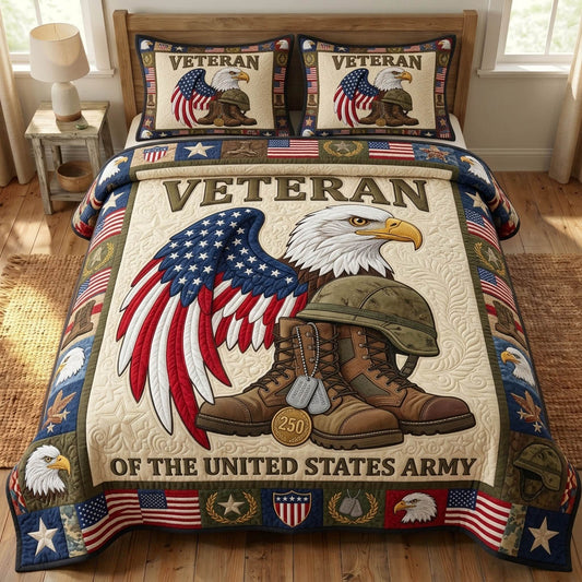 US Veteran 3-Piece Quilted Bedding Set GFTONMU1562
