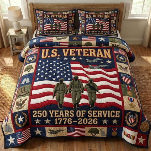 US Veteran 3-Piece Quilted Bedding Set GFTONMU1563