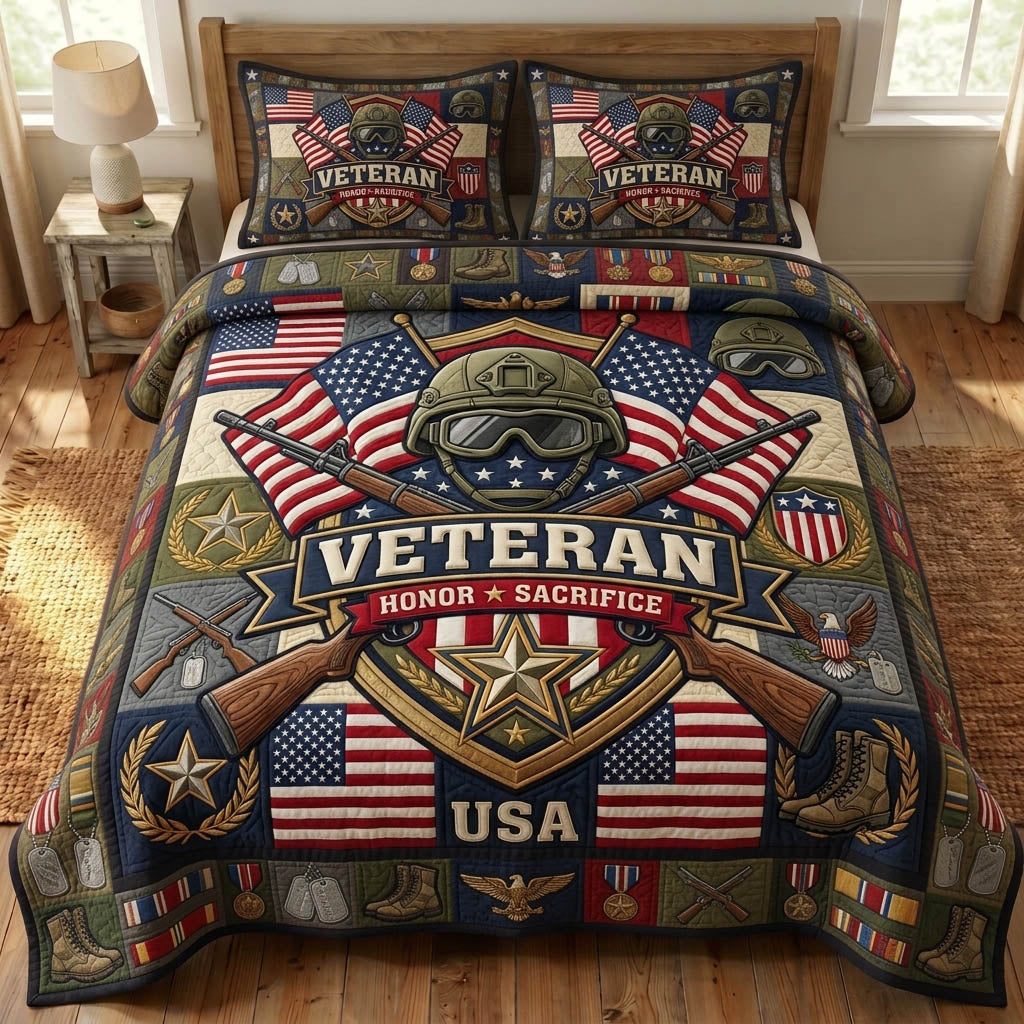 US Veteran 3-Piece Quilted Bedding Set GFTONMU1566