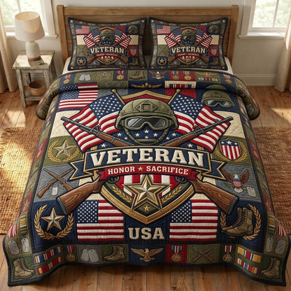 US Veteran 3-Piece Quilted Bedding Set GFTONMU1566