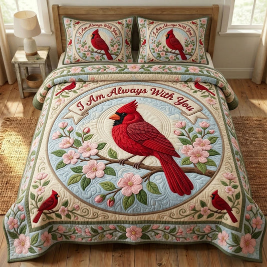 Red Cardinal 3-Piece Quilted Bedding Set GFTONMU1583
