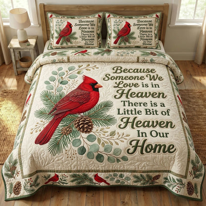Red Cardinal 3-Piece Quilted Bedding Set GFTONMU1586