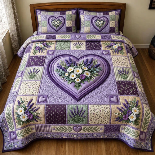 Floral Patchwork 3-Piece Quilted Bedding Set GFTONMU1588