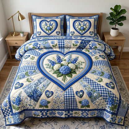 Floral Patchwork 3-Piece Quilted Bedding Set GFTONMU1593