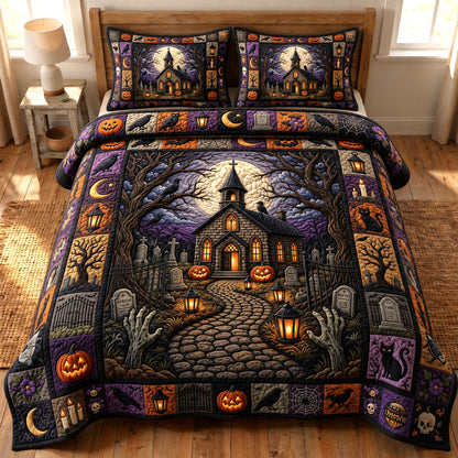 Haunted Halloween 3-Piece Quilted Bedding Set GFTONMU1623