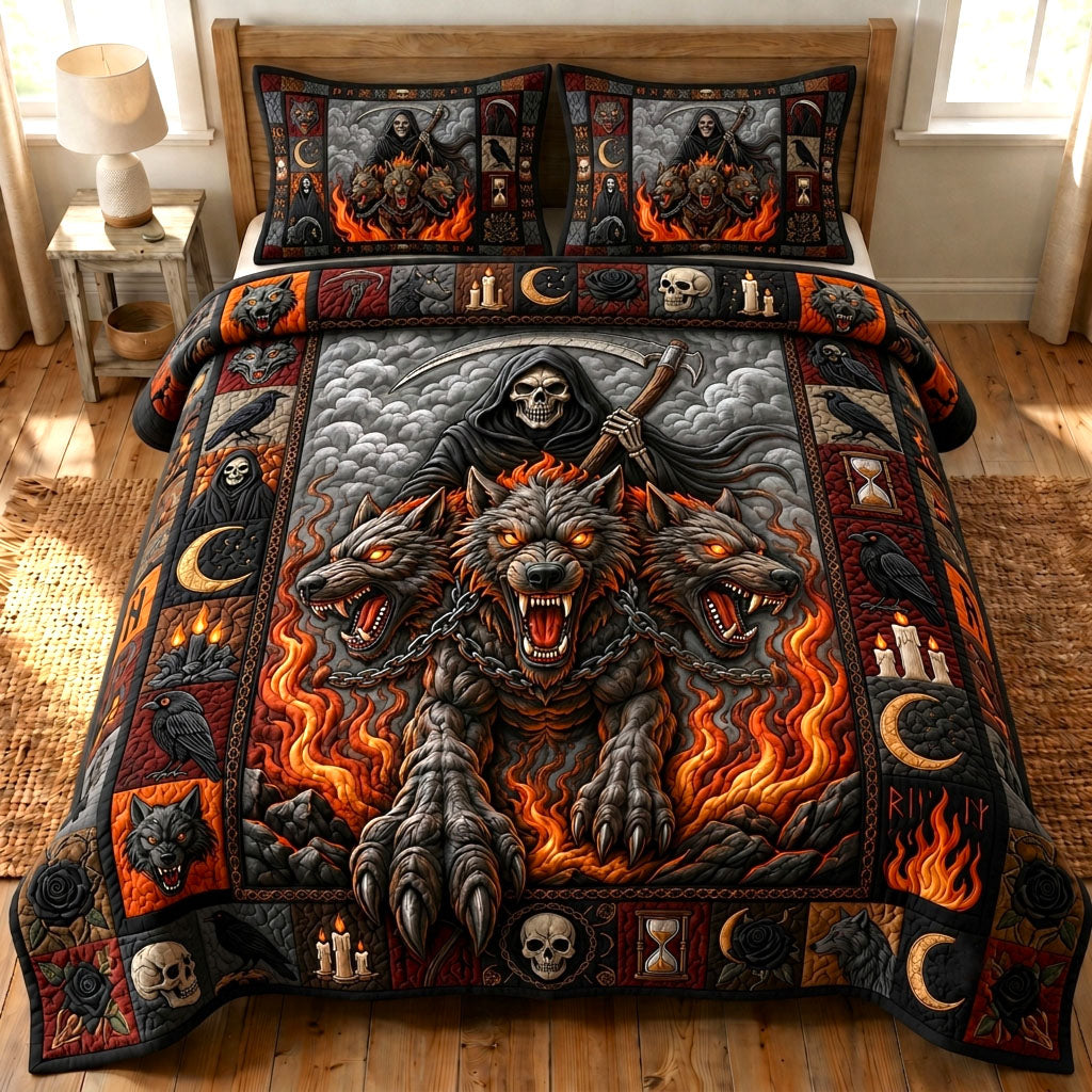 Haunted Halloween 3-Piece Quilted Bedding Set GFTONMU1625