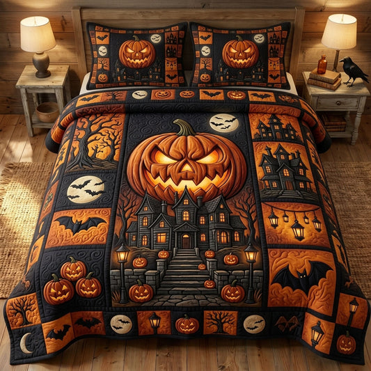 Haunted Halloween 3-Piece Quilted Bedding Set GFTONMU1632