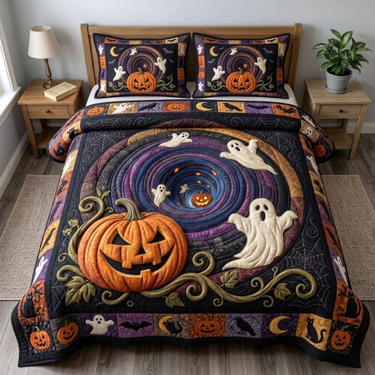 Haunted Halloween 3-Piece Quilted Bedding Set GFTONMU1634