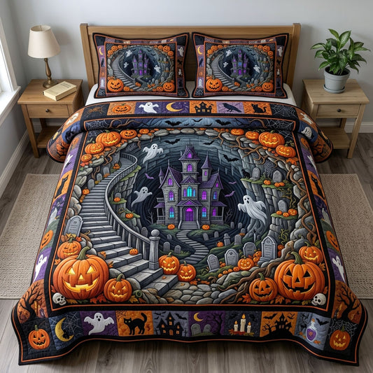 Haunted Halloween 3-Piece Quilted Bedding Set GFTONMU1635