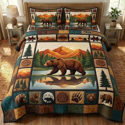 Bear Spirit 3-Piece Quilted Bedding Set GFTONMU1691