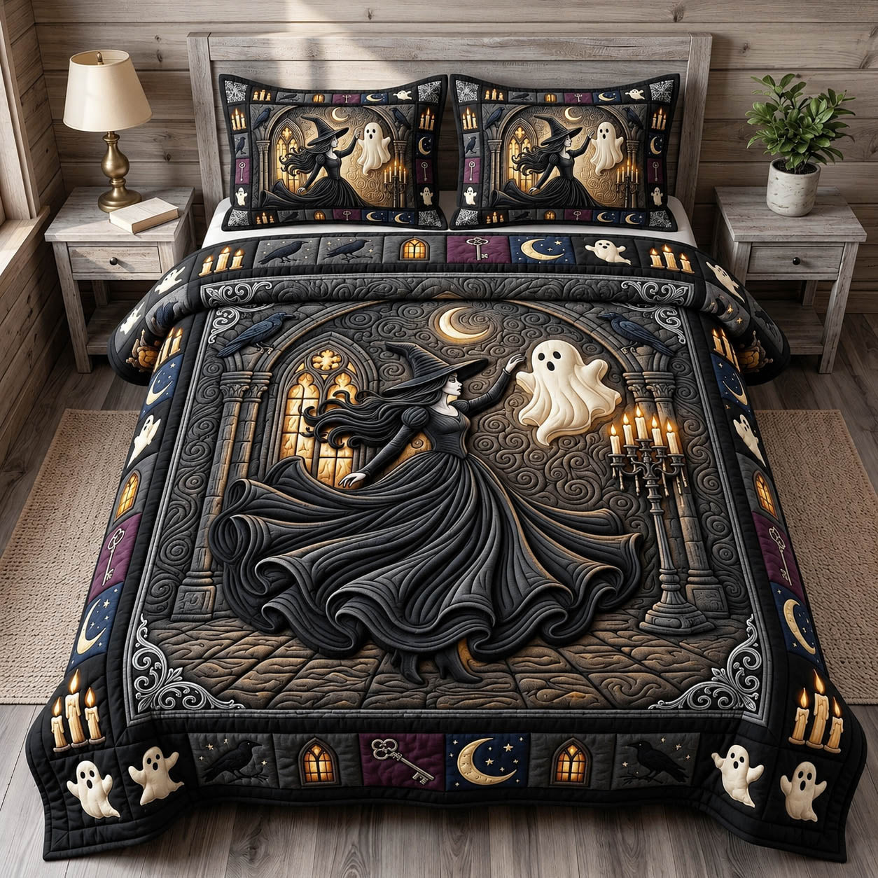 Witches Coven 3-Piece Quilted Bedding Set GFTONMU1719