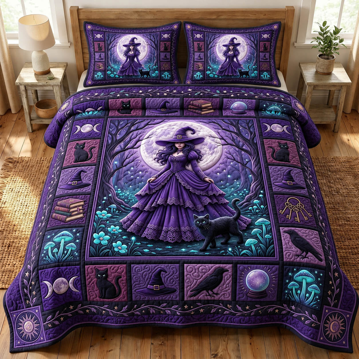 Witches Coven 3-Piece Quilted Bedding Set GFTONMU1721
