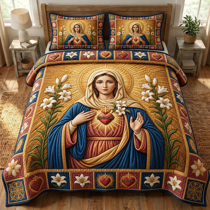 Mother Mary 3-Piece Quilted Bedding Set GFTONMU1743