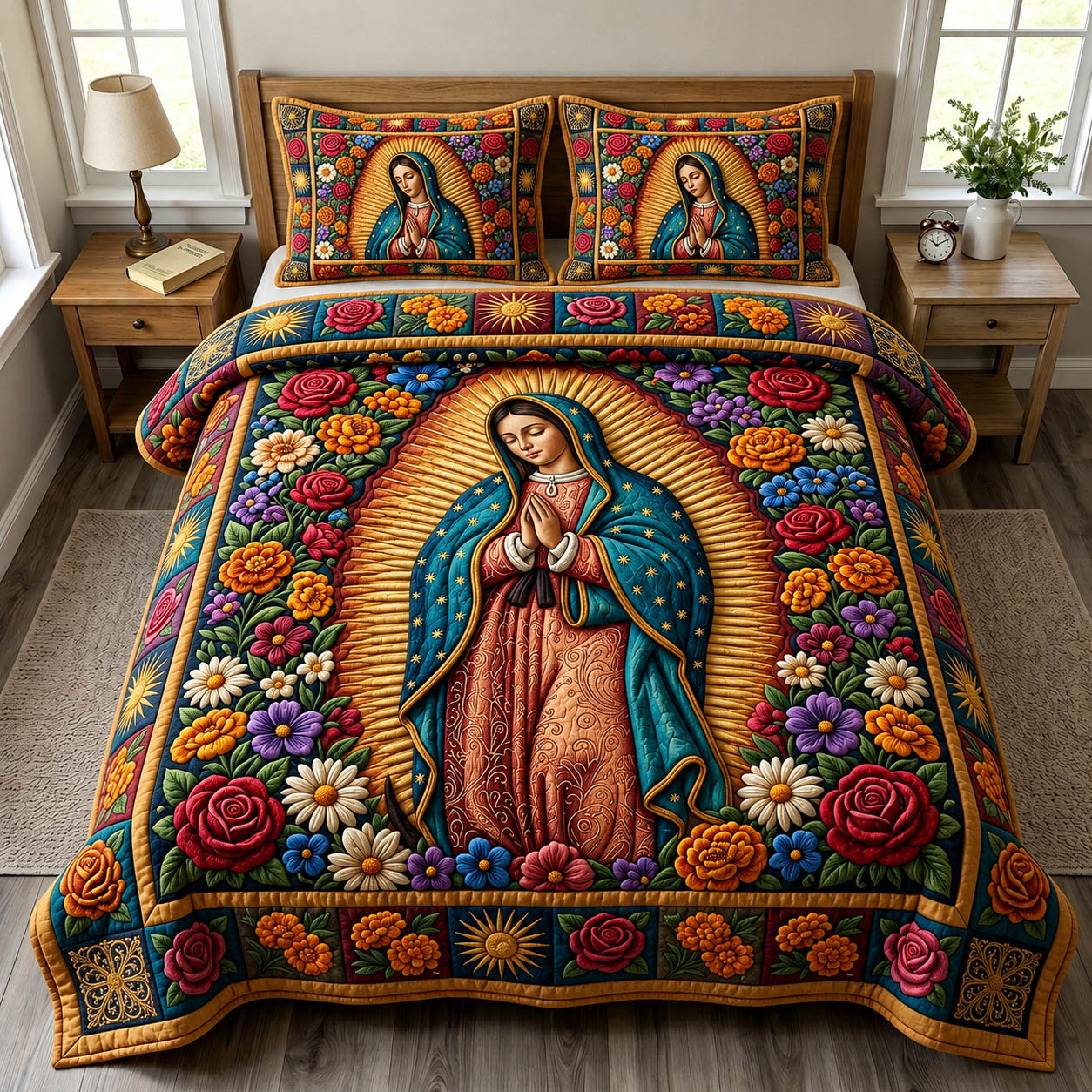Mother Mary 3-Piece Quilted Bedding Set GFTONMU1744