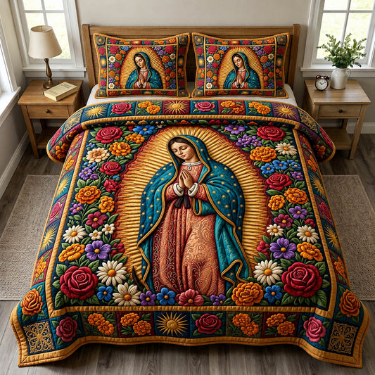 Mother Mary 3-Piece Quilted Bedding Set GFTONMU1744