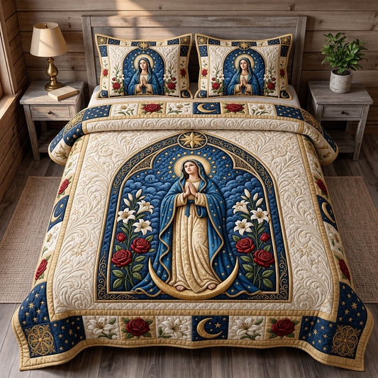 Mother Mary 3-Piece Quilted Bedding Set GFTONMU1748