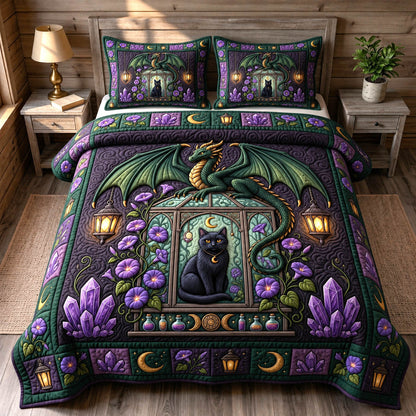 Black Cat 3-Piece Quilted Bedding Set GFTONMU1763