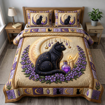 Black Cat 3-Piece Quilted Bedding Set GFTONMU1764