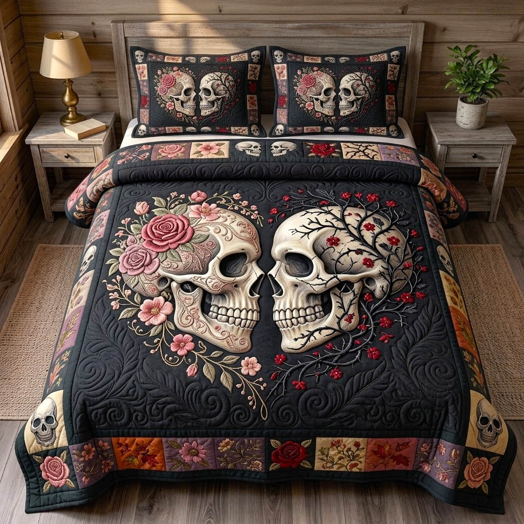 Haunted Skeleton 3-Piece Quilted Bedding Set GFTONMU1775