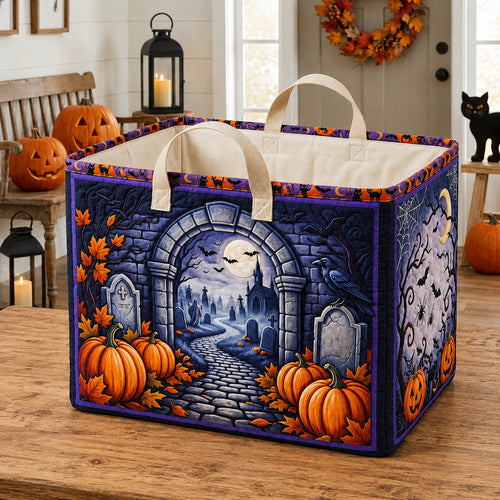 Haunted Halloween Quilted Storage Basket GFTONMU1803