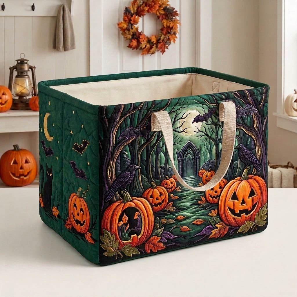 Haunted Halloween Quilted Storage Basket GFTONMU1805