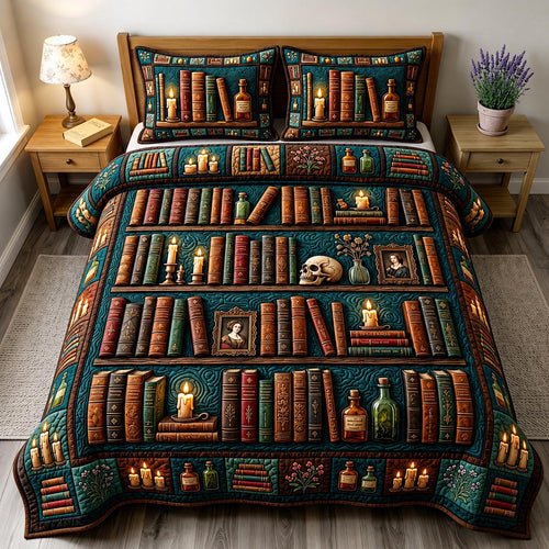 Dark Academia 3-Piece Quilted Bedding Set GFTONMU1829