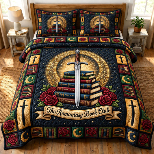 Dark Academia 3-Piece Quilted Bedding Set GFTONMU1830