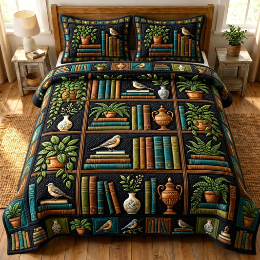 Dark Academia 3-Piece Quilted Bedding Set GFTONMU1831
