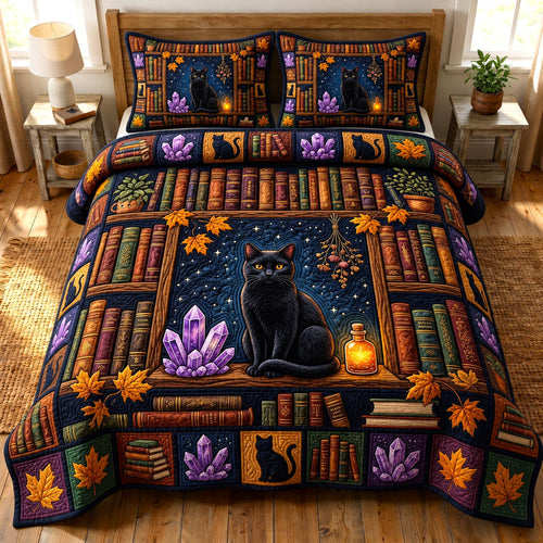 Dark Academia 3-Piece Quilted Bedding Set GFTONMU1832