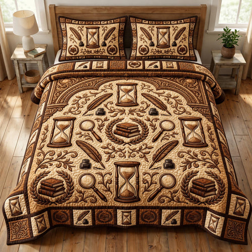 Dark Academia 3-Piece Quilted Bedding Set GFTONMU1833