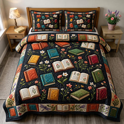 Dark Academia 3-Piece Quilted Bedding Set GFTONMU1835