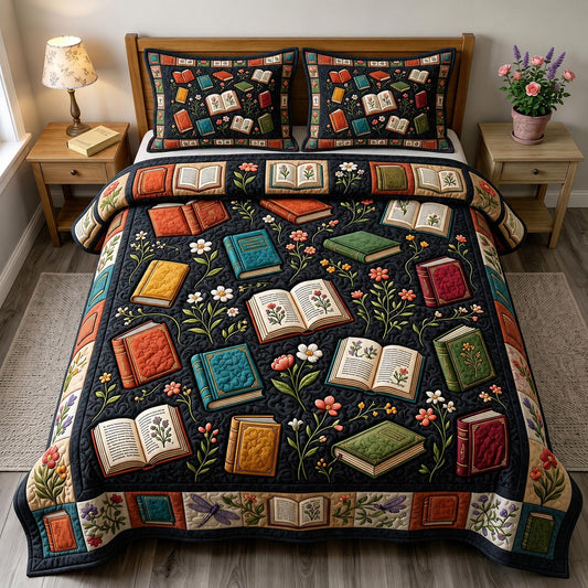 Dark Academia 3-Piece Quilted Bedding Set GFTONMU1835