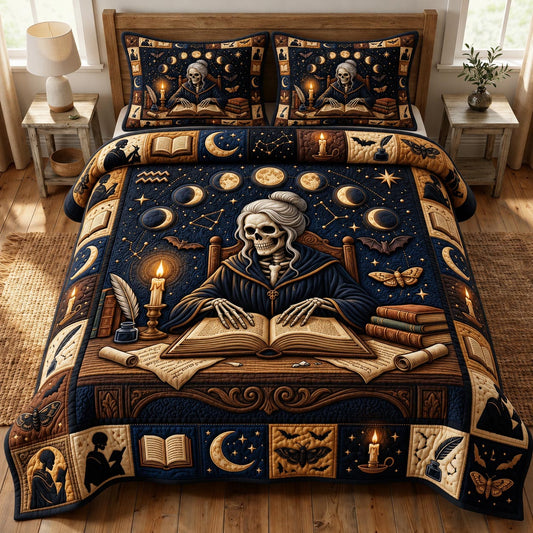 Dark Academia 3-Piece Quilted Bedding Set GFTONMU1836