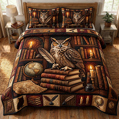 Dark Academia 3-Piece Quilted Bedding Set GFTONMU1839