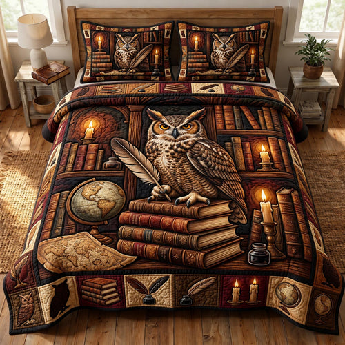Dark Academia 3-Piece Quilted Bedding Set GFTONMU1839