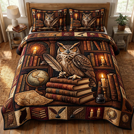 Dark Academia 3-Piece Quilted Bedding Set GFTONMU1839