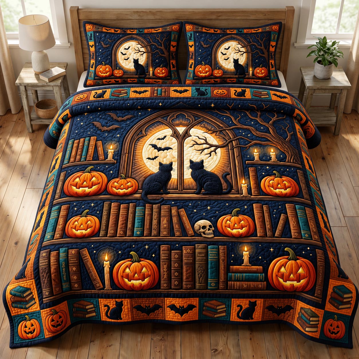 Dark Academia 3-Piece Quilted Bedding Set GFTONMU1840