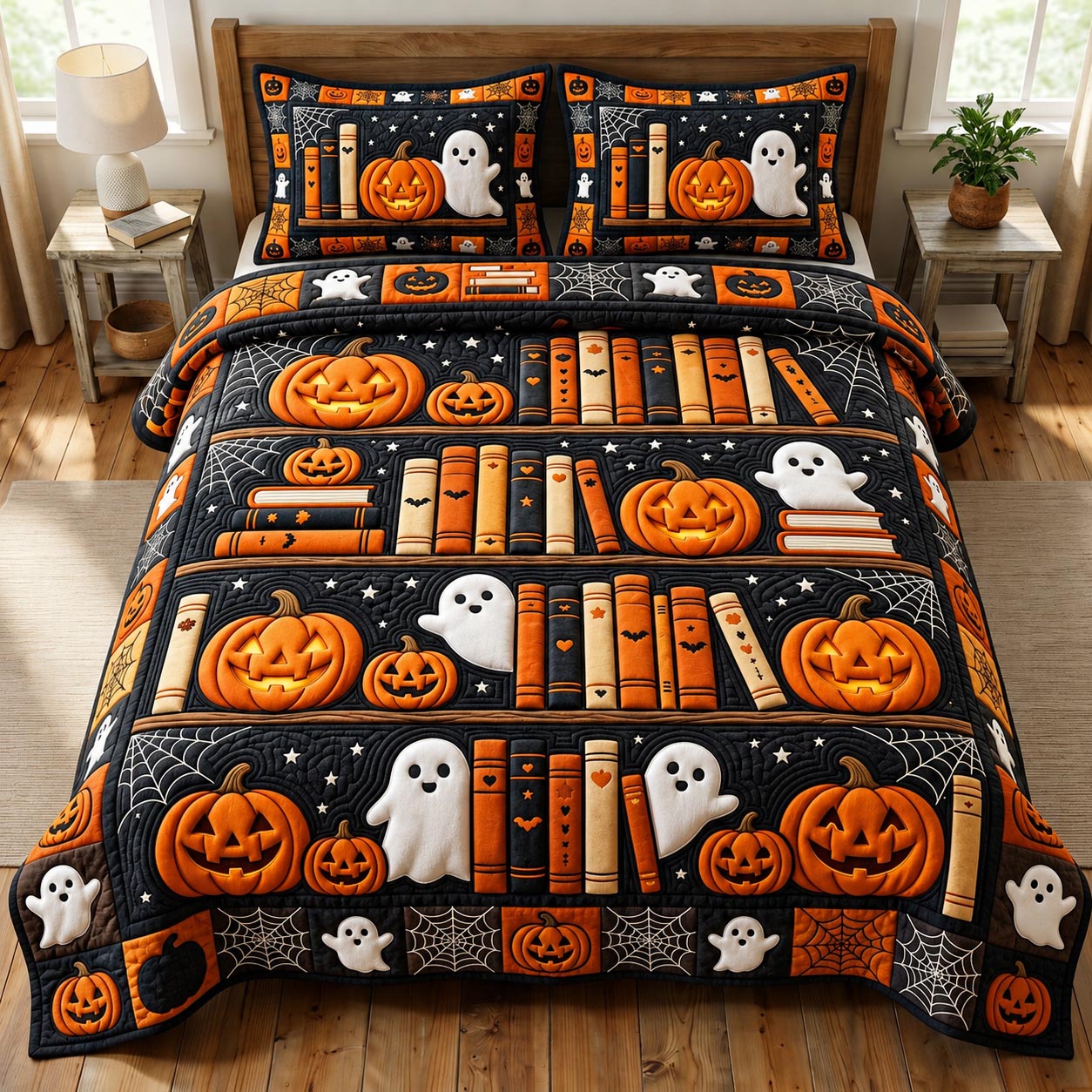 Dark Academia 3-Piece Quilted Bedding Set GFTONMU1841