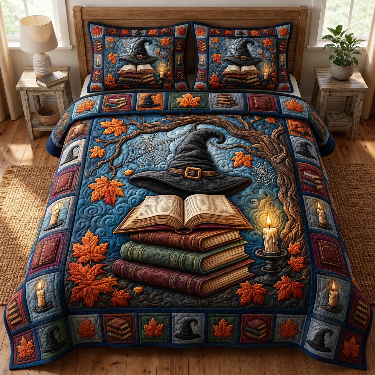 Dark Academia 3-Piece Quilted Bedding Set GFTONMU1842
