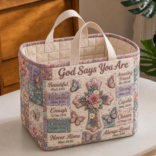 Floral Bible Quilted Storage Basket GFTONMU1843