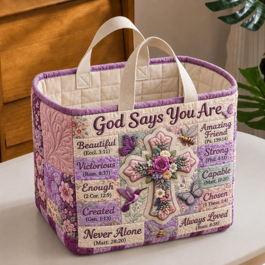 Floral Bible Quilted Storage Basket GFTONMU1844