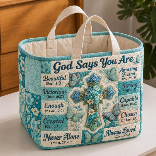 Floral Bible Quilted Storage Basket GFTONMU1847