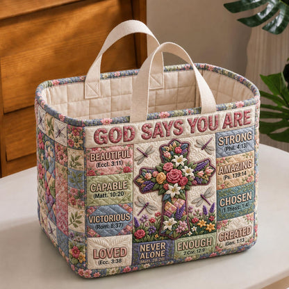 Floral Bible Quilted Storage Basket GFTONMU1849