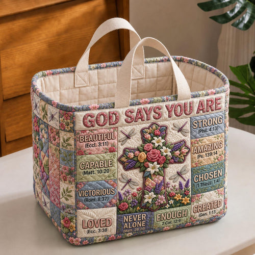 Floral Bible Quilted Storage Basket GFTONMU1849