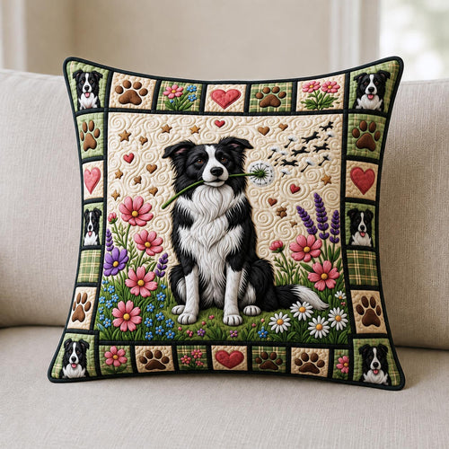 Border Collie Quilted Pillow Case GFTONMU1862 C2