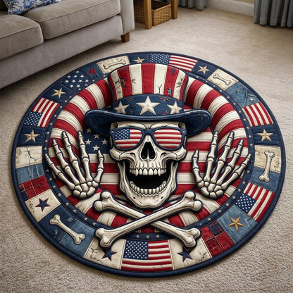 Patriotic Skull Quilted Round Mat GFTONMU1869