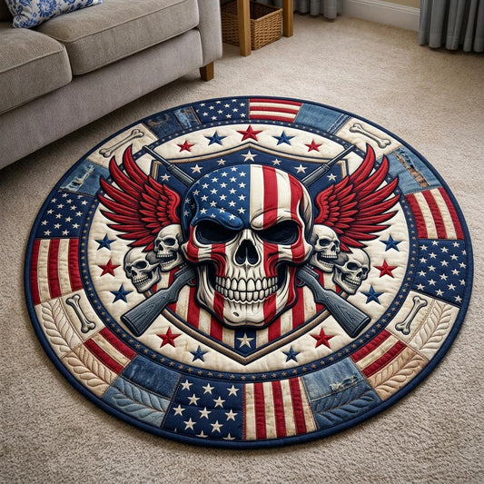 Patriotic Skull Quilted Round Mat GFTONMU1870